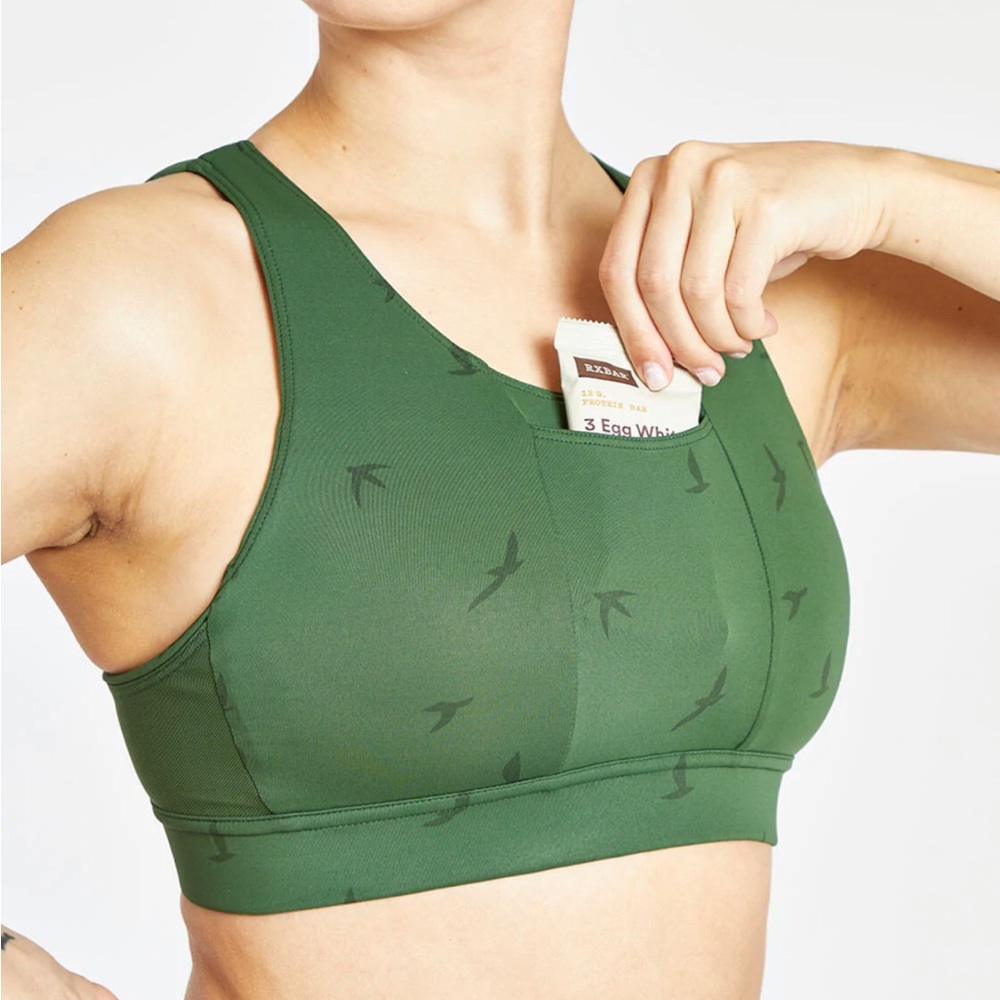 Oiselle Pockito Sports Bra sz 4 Green NWOT